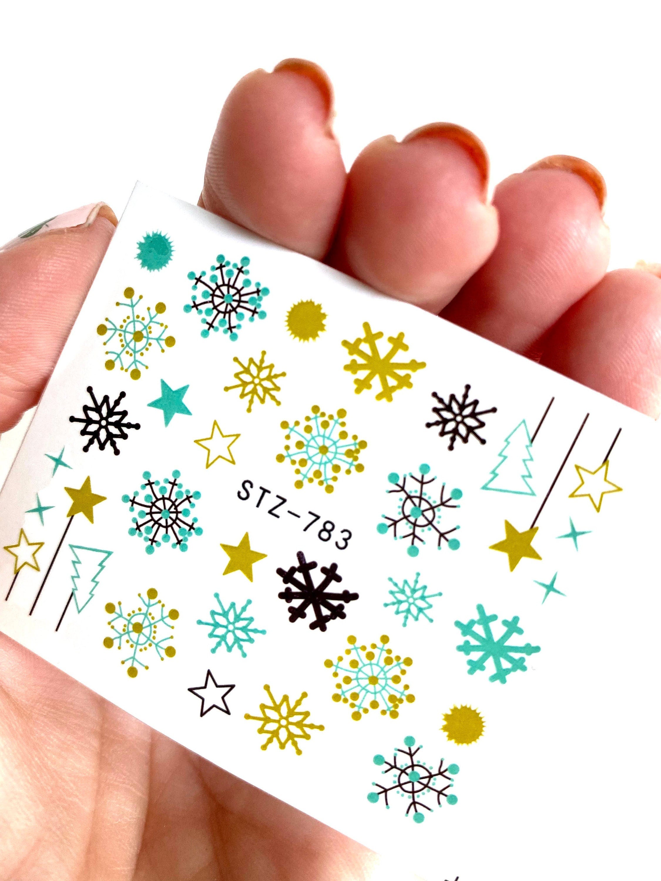 Snowflake Nail Art Stickers, Decals, Transfers, Wraps -Blue and Green –  ManiCURE Nail Polish