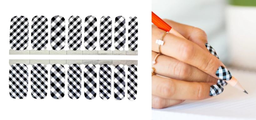 Checkered Past Design, ManiCURE  Real Nail Polish Strips, Dry Nail Polish, Nail Wraps, Stickers, Long Lasting, Non Toxic- I Formula