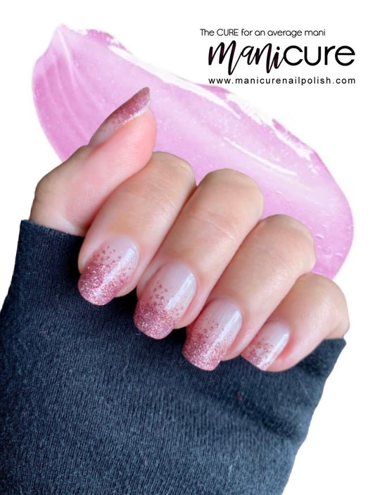 Dripping in Pink Glitter, ManiCURE  Real Nail Polish Strips, Dry Nail Polish, Nail Wraps, Stickers, Long Lasting, Non Toxic- I Formula