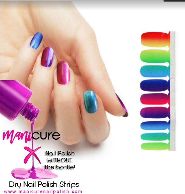 Rainbow Pride Design, ManiCURE  Real Nail Polish Strips, Dry Nail Polish, Nail Wraps, Stickers, Long Lasting, Non Toxic - manicurenailpolish