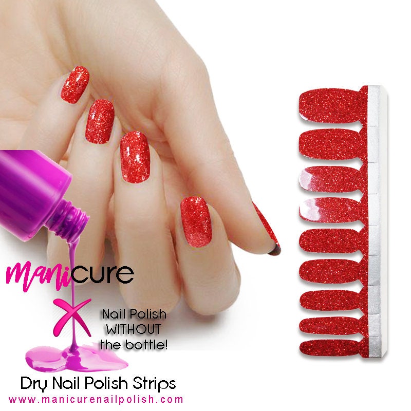 Ruby Red Slippers Glitter, ManiCURE  Real Nail Polish Strips, Dry Nail Polish, Nail Wraps, Stickers, Long Lasting, Non Toxic - manicurenailpolish