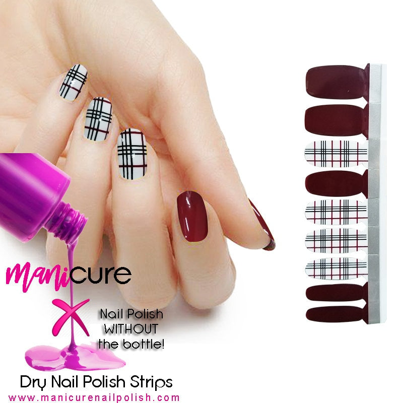 Fall for Plaid Design, ManiCURE  Real Nail Polish Strips, Dry Nail Polish, Nail Wraps, Stickers, Long Lasting, Non Toxic