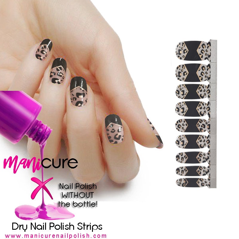 Pink Glitter Leopard Nail Polish Strips