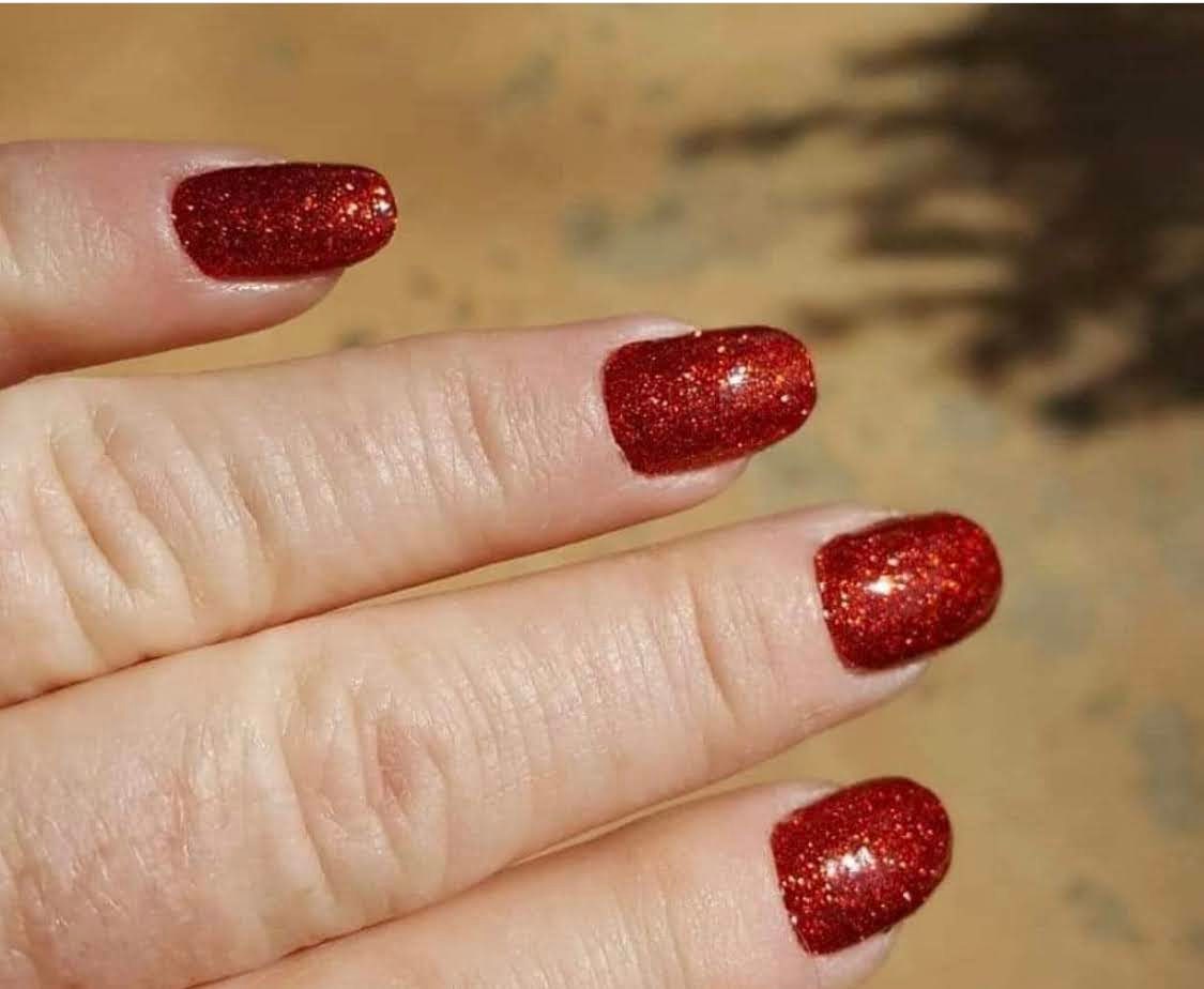 Red Chunky Glitter Nail Polish Strips Wrap
