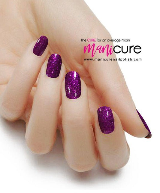 Purple Grape Glitter, ManiCURE  Real Nail Polish Strips, Dry Nail Polish, Nail Wraps, Stickers, Long Lasting, Non Toxic - manicurenailpolish