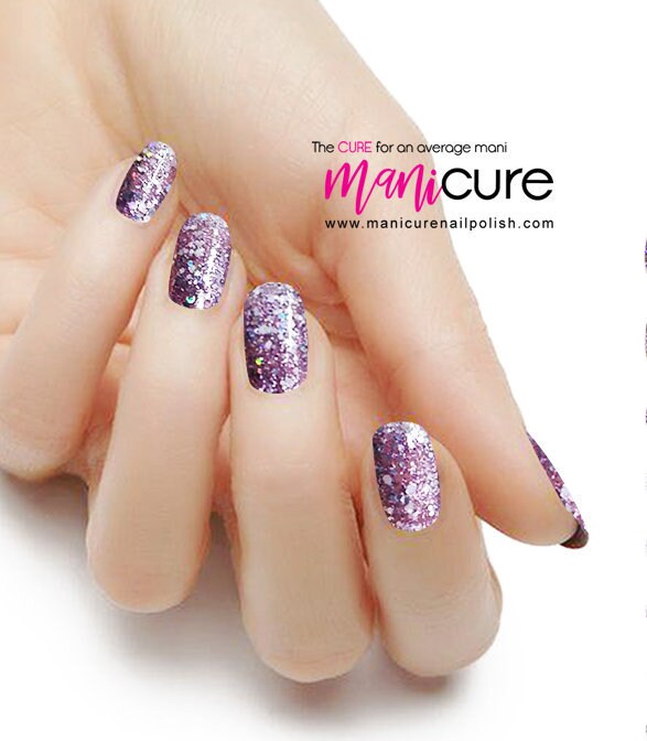 Purple Icy Sparkle Glitter, ManiCURE  Real Nail Polish Strips, Dry Nail Polish, Nail Wraps, Stickers, Long Lasting, Non Toxic - manicurenailpolish
