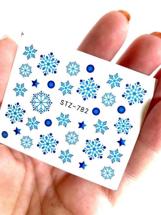 Snowflake Nail Art Stickers, Decals, Transfers, Wraps -Blue Snowflakes, Winter Time  Water Transfer Nail Art - manicurenailpolish