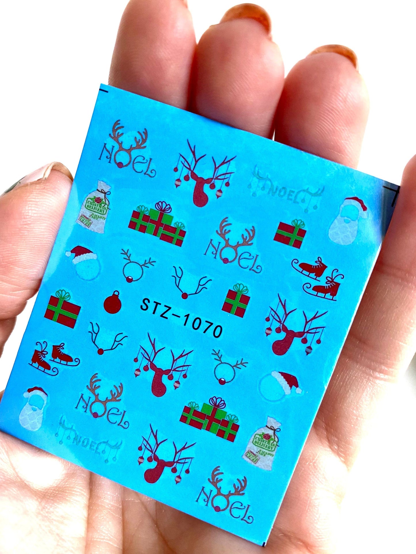 Christmas Nail Art Stickers, Decals, Transfers, Wraps -Christmas Holiday Winter Time  Water Transfer Nail Art, Santa, Reindeer, Presents - manicurenailpolish