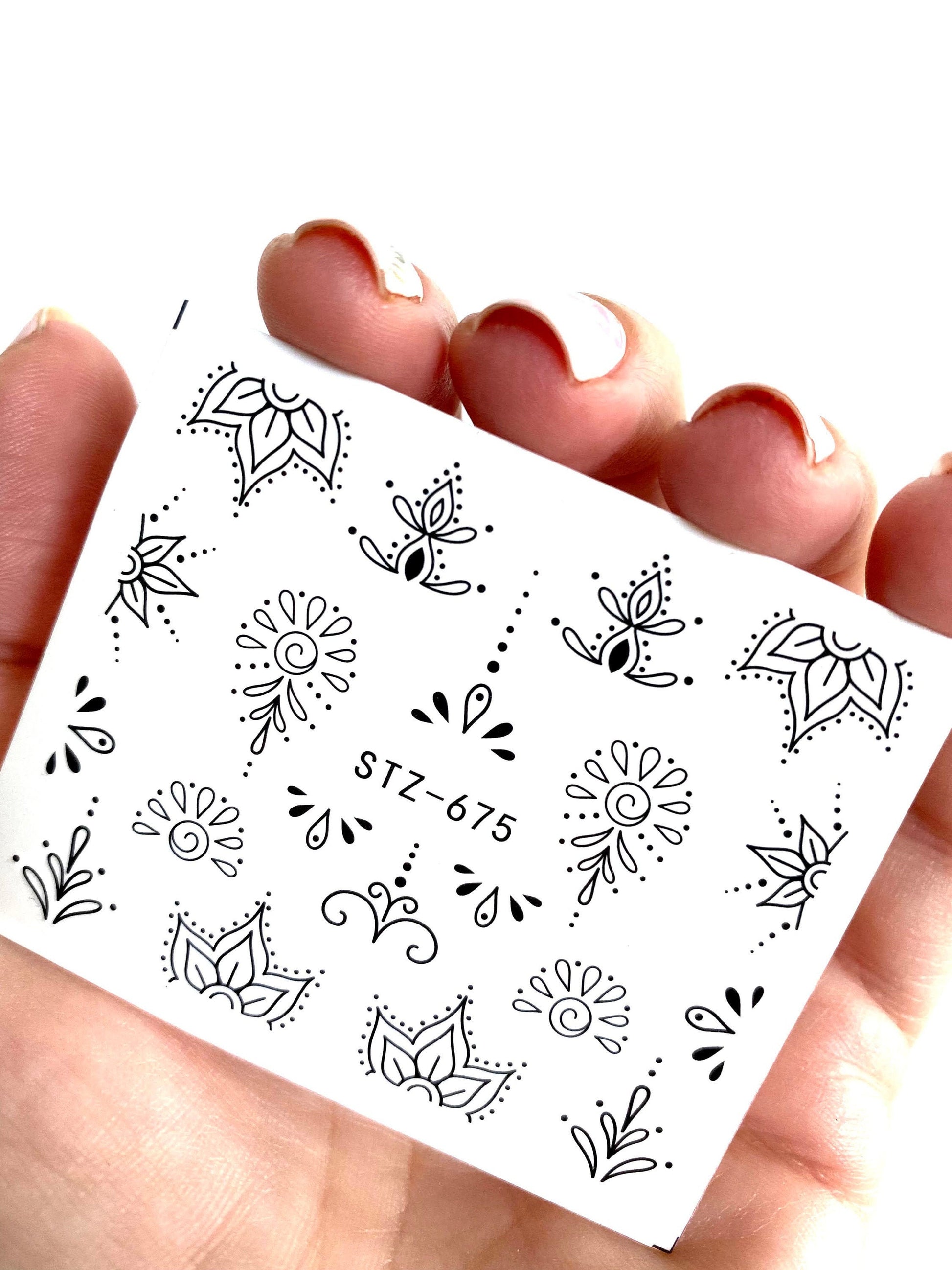 Henna Nail Art Stickers, Decals, Transfers, Wraps -Water Transfer Nail Art Hena - manicurenailpolish