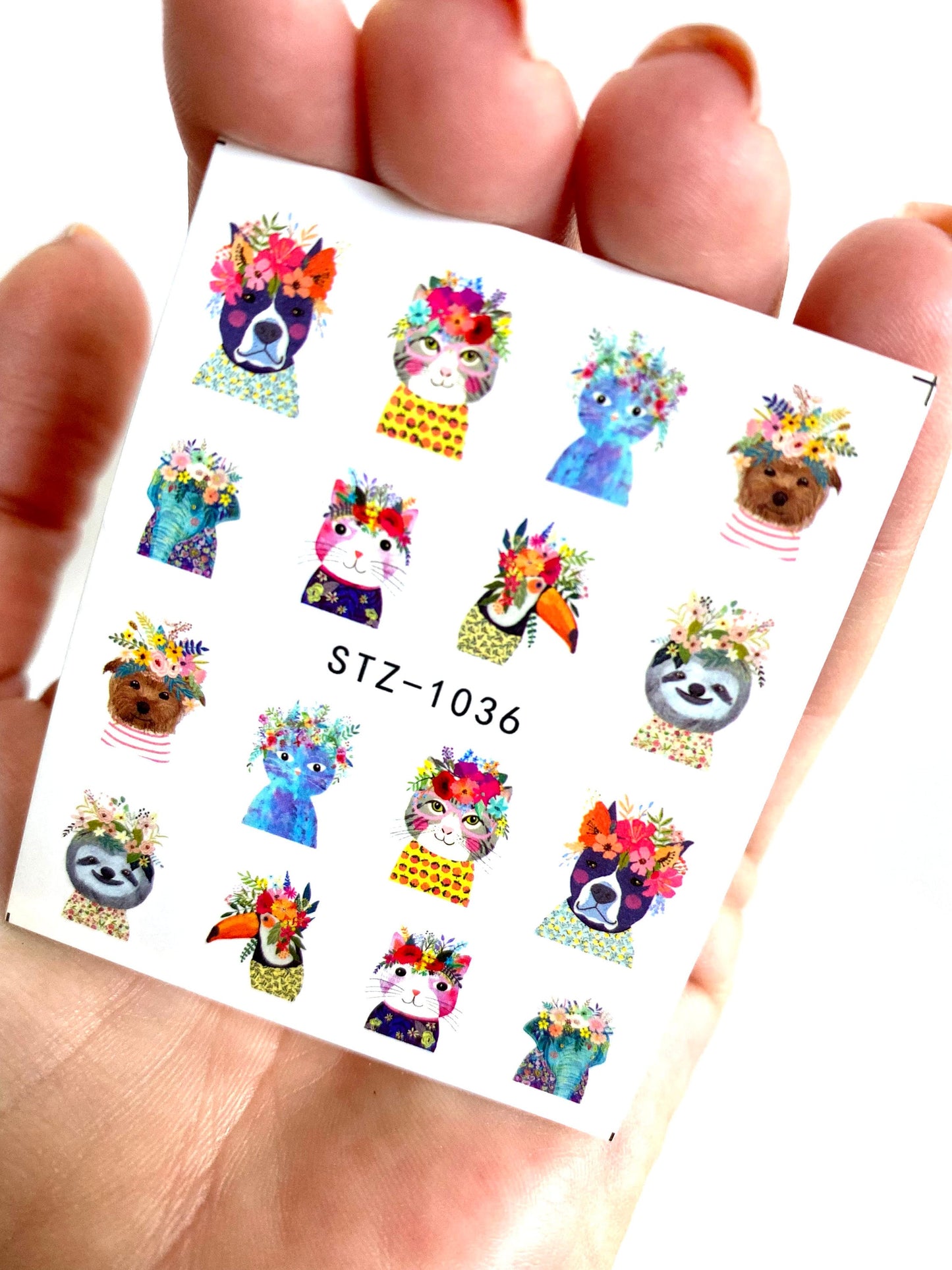Pop Art Pets Nail Art Stickers, Decals, Transfers, Wraps -Dogs, Cats, Llama, Sloth, Toucan, Racoon, Elephant Water Transfer Nail Art - manicurenailpolish