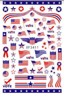 Patriotic Nail Art Stickers, Decals, Transfers, Wraps -4th of July, Vote, Patriotic Sticker Nail Art Decals - manicurenailpolish