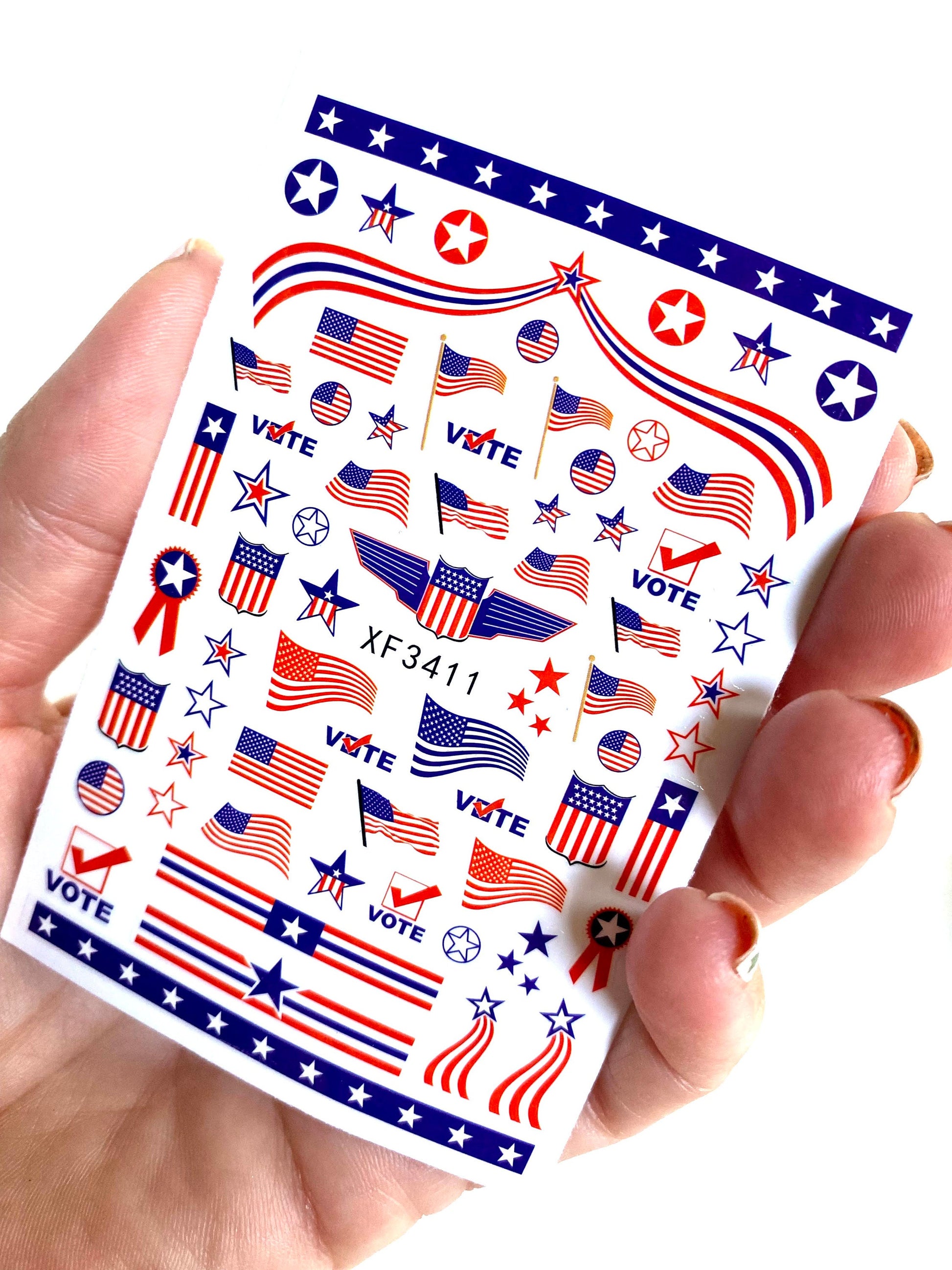 Patriotic Nail Art Stickers, Decals, Transfers, Wraps -4th of July, Vote, Patriotic Sticker Nail Art Decals - manicurenailpolish