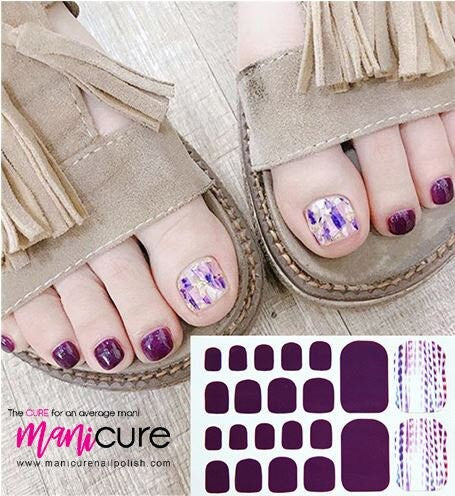Purple design mixed pedi, PediCURE  Real Nail Polish Strips, Dry Nail Polish, Nail Wraps, Stickers, Long Lasting, Non Toxic - manicurenailpolish
