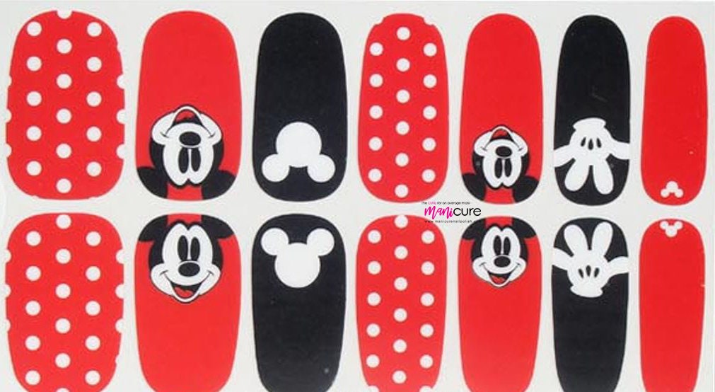 Disney Mickey, Minnie Design, ManiCURE  Real Nail Polish Strips, Dry Nail Polish, Nail Wraps, Stickers, Long Lasting, Non Toxic, S Formula - manicurenailpolish