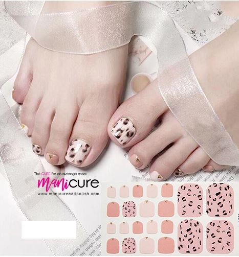Leopard Pink, PediCURE  Real Nail Polish Strips, Dry Nail Polish, Nail Wraps, Stickers, Long Lasting, Non Toxic - manicurenailpolish
