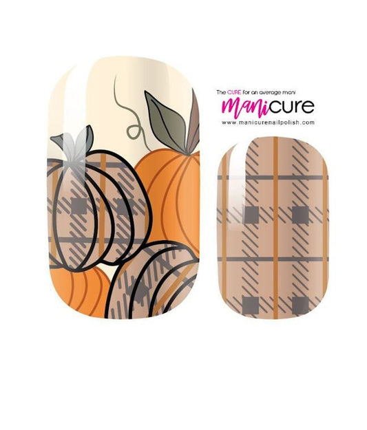 Gourd Goals Pumpkins Design, ManiCURE  Real Nail Polish Strips, Dry Nail Wraps, Stickers, Long Lasting, Non Toxic- I Formula