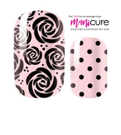 Pink Spiral Rose Design, ManiCURE  Real Nail Polish Strips, Dry Nail Polish, Nail Wraps, Stickers, Long Lasting, Non Toxic- I Formula