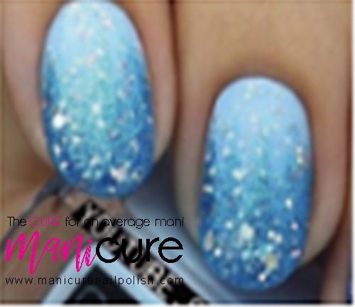 Oceans Ombre Sparkle Design, ManiCURE  Real Nail Polish Strips, Dry Nail Polish, Nail Wraps, Stickers, Long Lasting, Non Toxic- I Formula